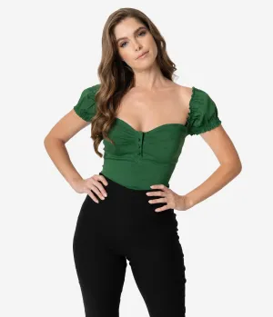 Unique Vintage Green Sweetheart Loretta Top