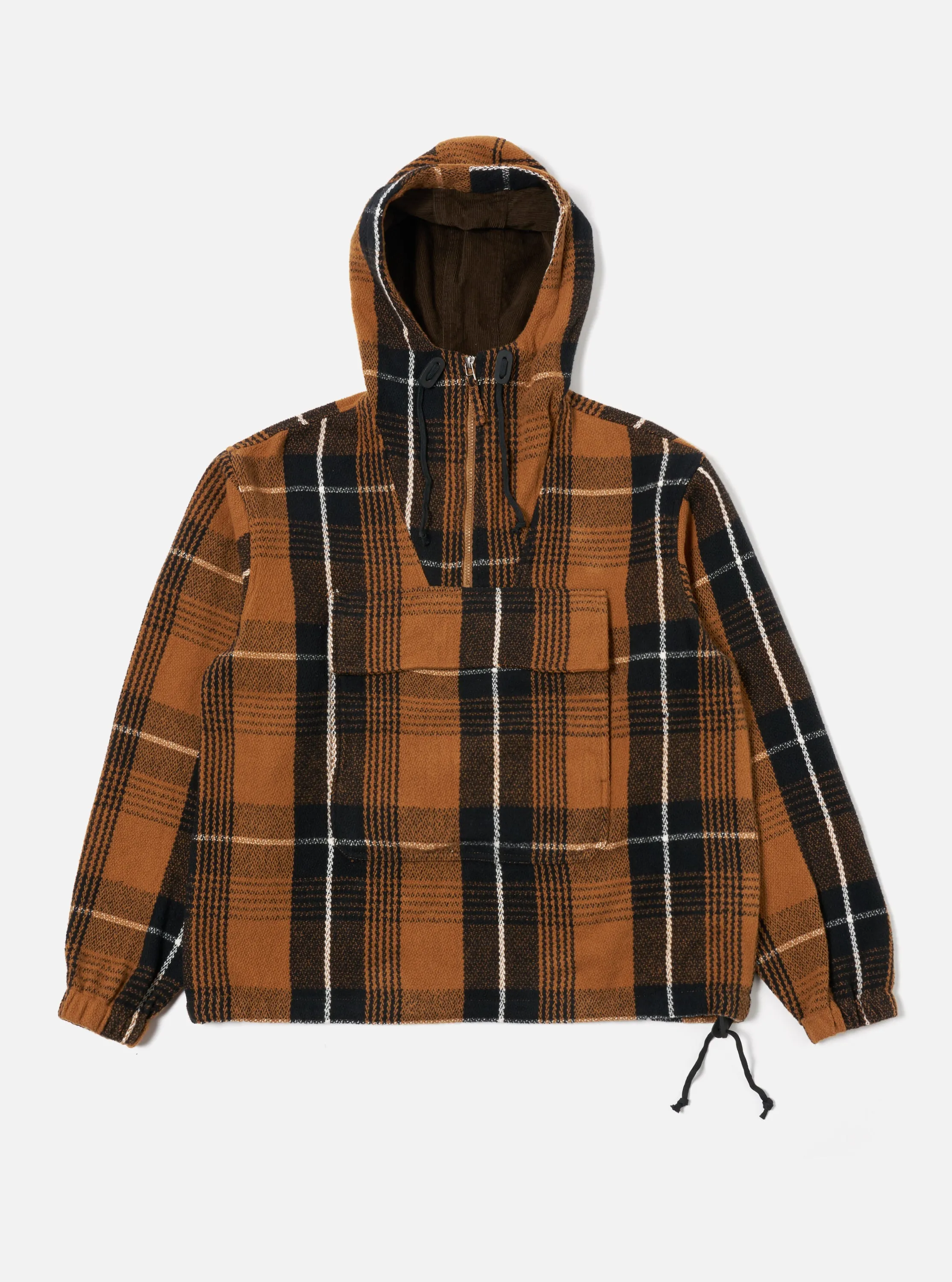 Universal Works Pullover Anorak in Brown Earth II Check