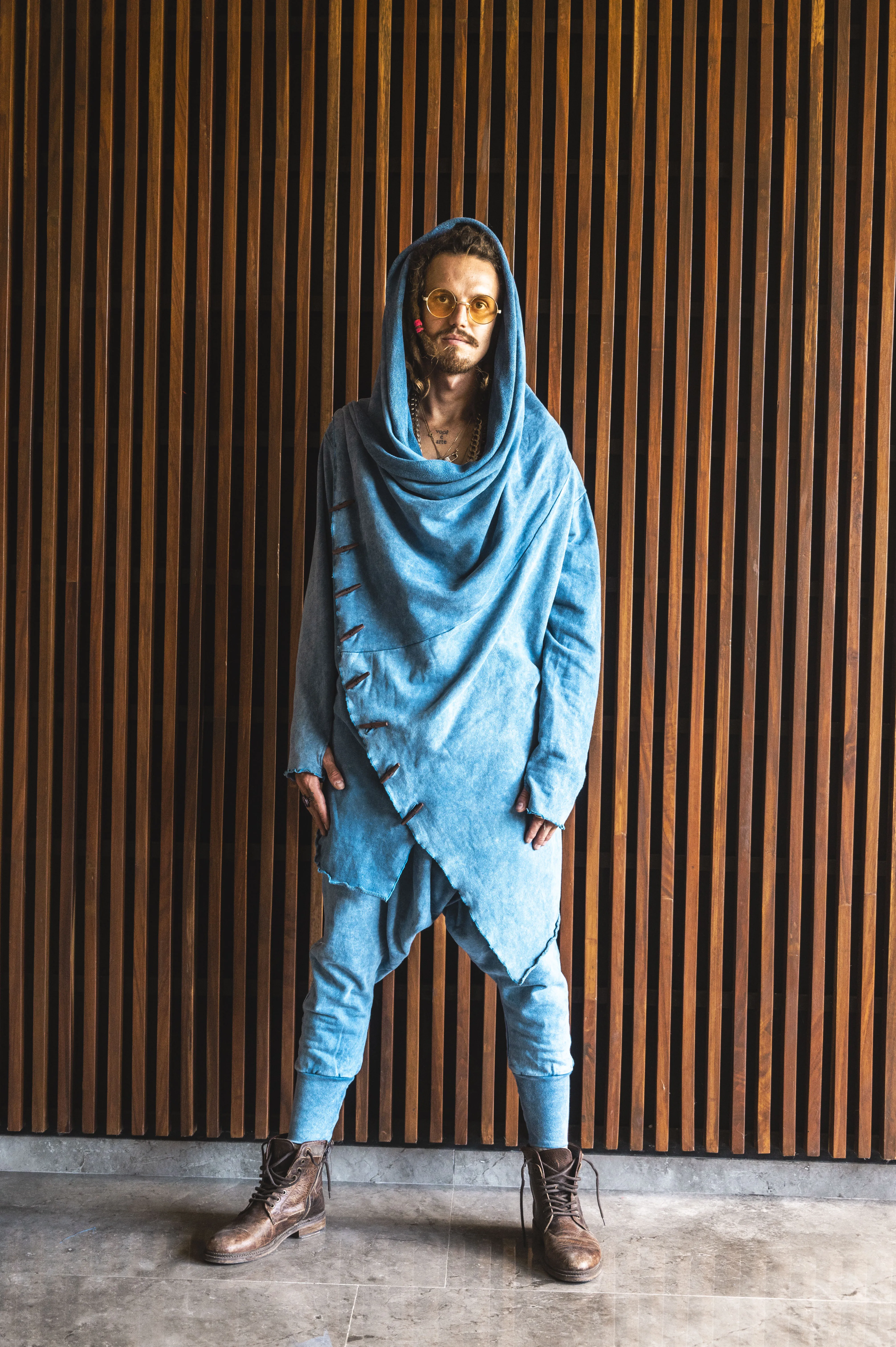 URBAN Ninja - Blue Stonewash Cotton Harem Pants